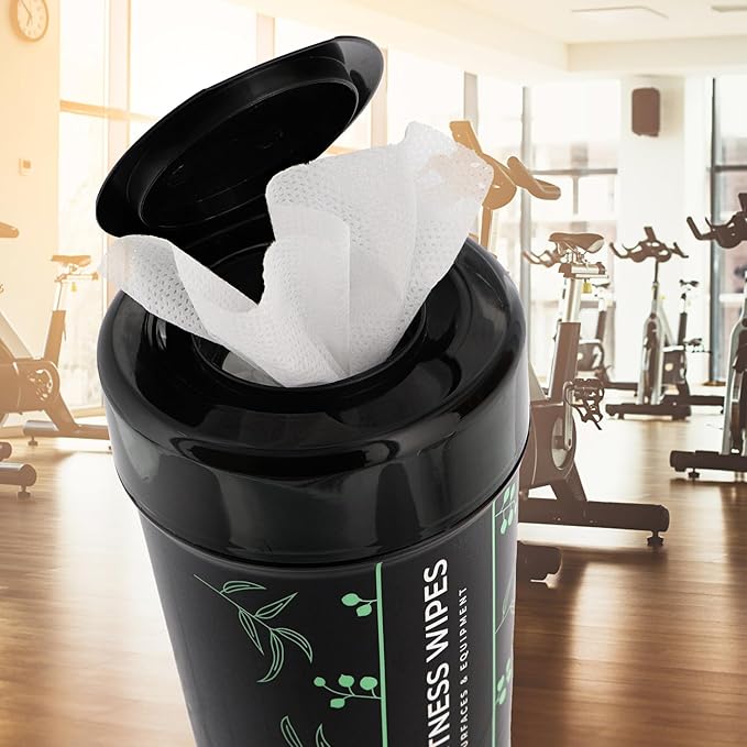 Wipex Fitness Equipment Wipes - Gym & Yoga Mat Cleaner, Peloton & Exercise Machine Wipes, All-Purpose Cleaning with Vinegar, Lemongrass & Eucalyptus, 75 Count (Pack of 12)