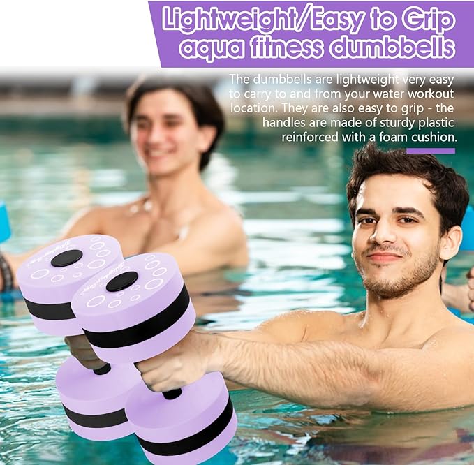 Aquatic Exercise Dumbbells, 2PCS Aqua Fitness Barbells, EVA-Foam Water Rings Dumbbell Set, Pool Weights Dumbbells Set for Water Aerobics Weight Loss, Pool Fitness, Water Exercise