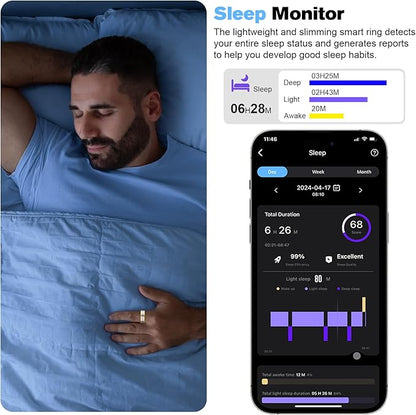 Smart Ring Health Tracker for Men/Women,Fitness Ring Sleep Tracker,Fast Charging for Long-Lasting Use,for Pedometer Exercise,Monitor Sleep, Heart Rate, Stress,Waterproof (Silver, 9)