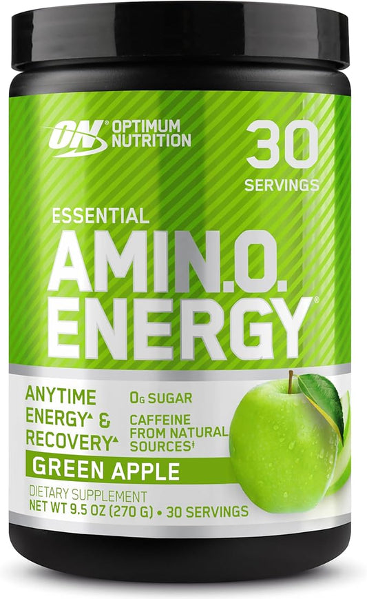 Optimum Nutrition Amino Energy - Pre Workout with Green Tea, BCAA, Amino Acids, Keto Friendly, Green Coffee Extract, Energy Powder - Green Apple, 30 Servings (Packaging May Vary)