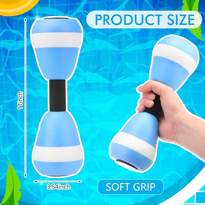 Water Aerobics Set for Aquatic Exercise 2 Pcs Foam Dumbbells 2 Pcs Foam Aquatic Cuffs Ankle Arm Pool Resistance Fitness Equipment Weights Equipment for Training Water Workouts