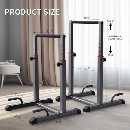 K KiNGKANG Dip Bar Station Set 9 Level 1200lbs Heave