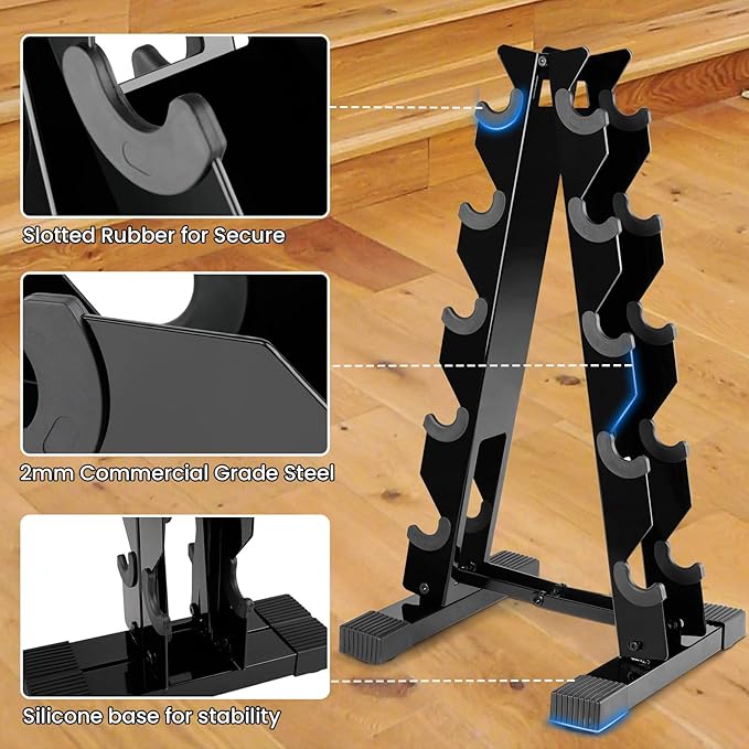 Dumbbell Weight Rack Stand Only - 260 LBS Weights Capacity, A-Frame Dumbbell Weight Rack Dumbbells Storage Racks for Dumbbells Weights Organizer Stand for Home Gym, Black