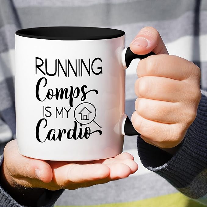 Retreez Funny Mug - Running Comps is My Cardio Realtor Real Estate Agent 11 Oz Ceramic Coffee Mugs - Funny, Sarcasm, Motivational, Inspirational birthday gift - White Mug with Black Handle and Inner