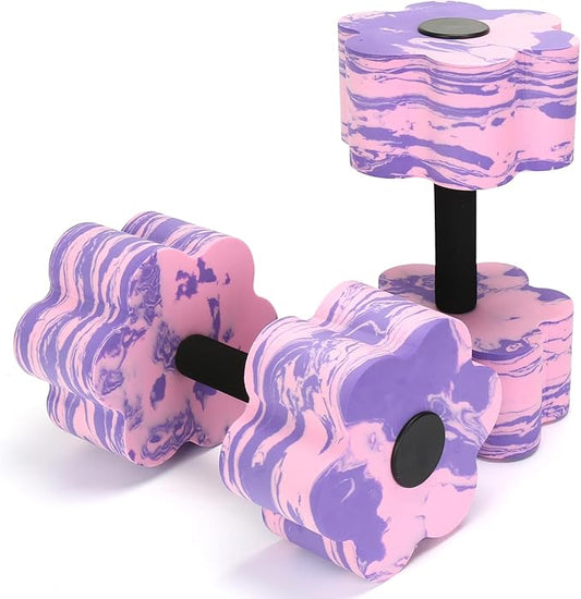 Aquatic Exercise Dumbbells, 2PCS Aqua Fitness Barbells, Flowers High-Density EVA-Foam Water Workouts, Pool Weights Dumbbells Set for Water Exercise, Aerobics Weight Loss, Pool Fitness