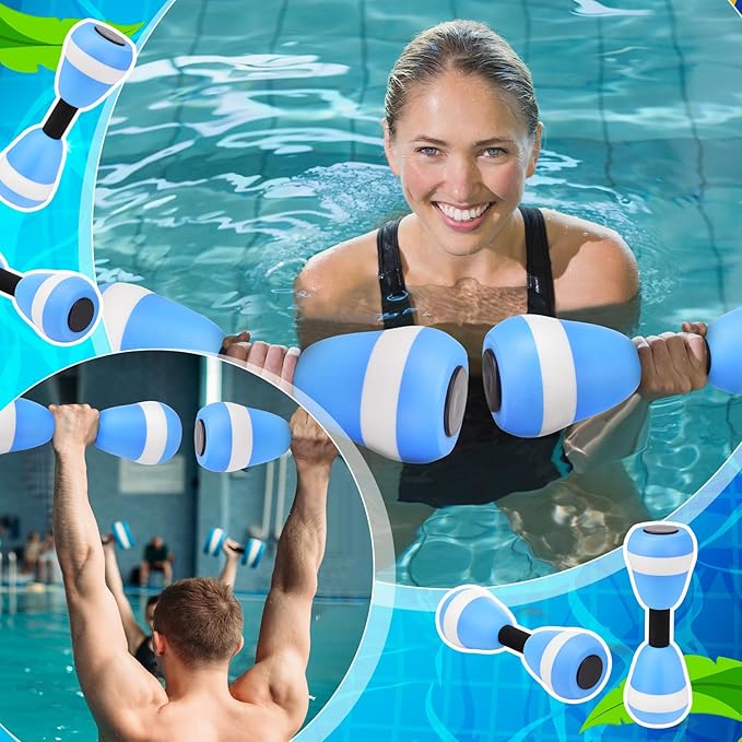 Water Aerobics Set for Aquatic Exercise 2 Pcs Foam Dumbbells 2 Pcs Foam Aquatic Cuffs Ankle Arm Pool Resistance Fitness Equipment Weights Equipment for Training Water Workouts