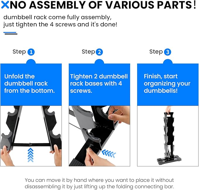Dumbbell Weight Rack Stand Only - 260 LBS Weights Capacity, A-Frame Dumbbell Weight Rack Dumbbells Storage Racks for Dumbbells Weights Organizer Stand for Home Gym, Black