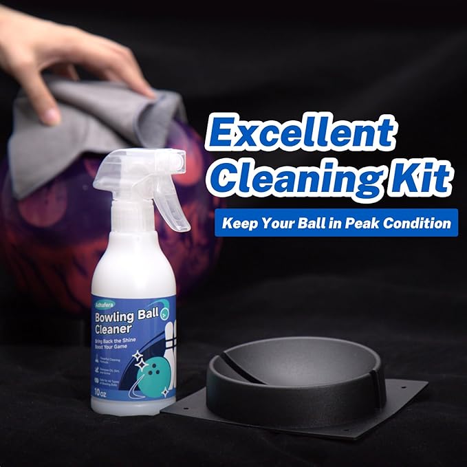 Adhafera Bowling Ball Cleaner Kit – 10oz Spray Cleaner for Bowling Balls with 3 Modes & Dual-Sided Towel, Ideal Gift for Bowlers