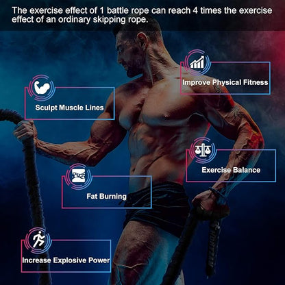 Battle Rope Workout Equipment 30FT Exercise Heavy Weighted