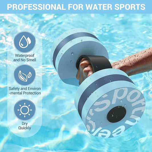 Sportneer Water Weights Aquatic Exercise Dumbbells Water Dumbbell Aerobics Workouts Set of 2 EVA Foam Pool Weights Dumbbells Set Aqua Fitness Barbells Equipment for Water Aerobics Weight Loss