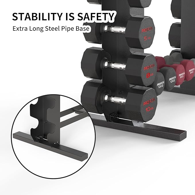 PROIRON Compact Dumbbell Rack Stand Only, Stable Dumbbell Storage Rack with Extra Long Steel Pipe Base ,Weight Rack for Dumbbells Strength Training Dumbbell Racks，Weight Rack for Home Gym Storage,Max.Weight 450 lbs.
