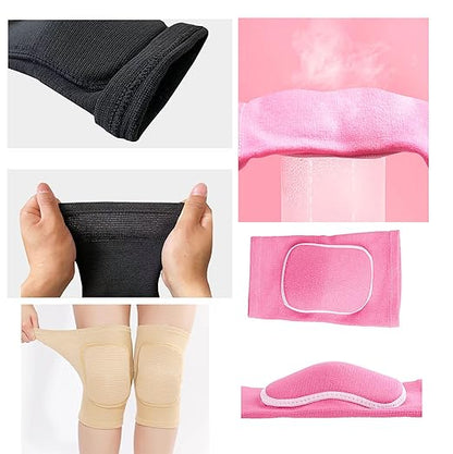 YYaaloa 3Pairs Knee Pads Sponge Knee Brace Breathable Flexible Elastic Knee Support for Volleyball, Dancing, Football, Yoga, Basketball, and Skating (Medium, Pink 3Pairs)