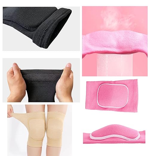 YYaaloa 3Pairs Knee Pads Sponge Knee Brace Breathable Flexible Elastic Knee Support for Volleyball, Dancing, Football, Yoga, Basketball, and Skating (Medium, Pink 3Pairs)