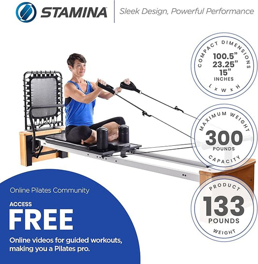 AeroPilates Pilates Reformer Workout Machine for Home Gym - Up to 300 lbs Weight Capacity
