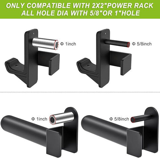 Kipika J-Hooks and Weight Plate Holder Set for 2" x 2" and 3" x 3" Power Rack - Squat Rack Attachments for Strength Training and Weight Storage - Fit Standard 1-inch and Olympic 2-inch weight plates