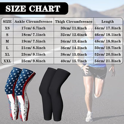 Skylety Compression Leg Sleeve Full Length Leg Sleeves Sports Cycling for Men Women, Running, Basketball