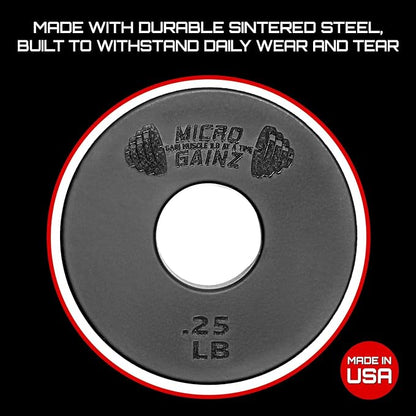 Micro Gainz Standard 1-Inch Center Hole Weight Plates, Set of 2 Black Fractional Plates Choose Set (.25LB-1.25LB), Designed for Standard 1-inch Barbells & Dumbbells, Made In USA