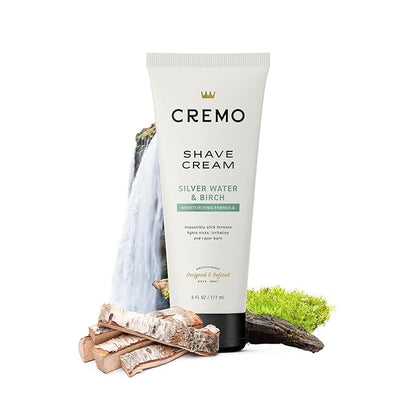 Cremo Silver Water & Birch Shave Cream, Astonishingly Superior Ultra-Slick Shaving Cream for Men, Fights Nicks, Cuts and Razor Burn, 6 Fl Oz