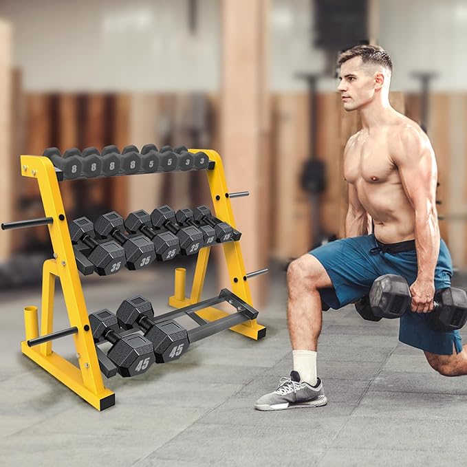 Kipika Heavy Duty 3 Tier Dumbbell Rack Multifunctional, Weight Rack for Dumbbells, Home Gym Equipment, Suitable for Storage of Dumbbell, Kettle Bell, Barbell Plate, Barbell Bar