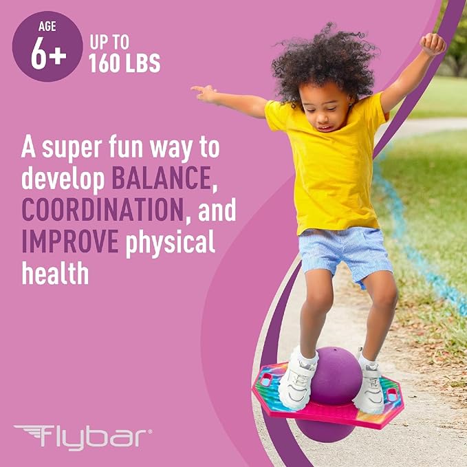 Flybar Pogo Trick Ball for Kids, Bounce Board for Boys and Girls Ages 6+, Up to 160 lbs, Includes Pump, Easy to Carry Handle, Durable Plastic Deck Indoor, Outdoor Toy Pogo Jumper,