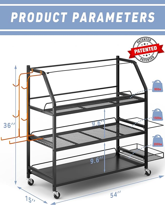 Staransun Weight Rack for Dumbbells - Widened Home Gym Storage Rack - Dumbbell Rack with 4 Flexible Wheels and Unique Storage on Both Sides