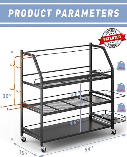 Staransun Weight Rack for Dumbbells - Widened Home Gym Storage Rack - Dumbbell Rack with 4 Flexible Wheels and Unique Storage on Both Sides