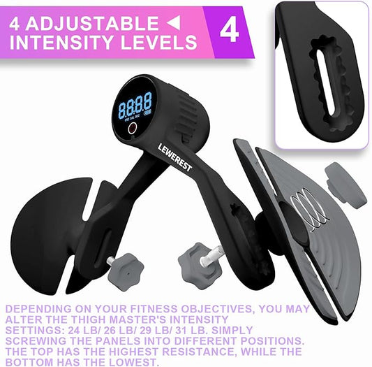 Thigh Master Thigh Exerciser with Counter Rechargeable 4 Levels 360° Rotatable