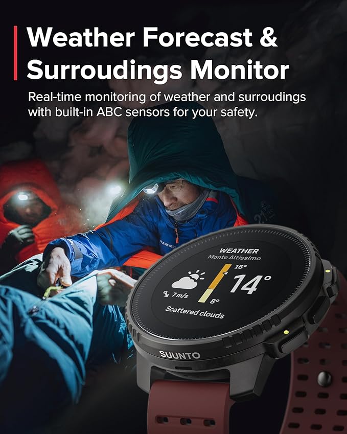 SUUNTO Vertical GPS Sports Watch, Premium Adventure Watch w/1.4 inch Touchscreen & 95+ Training Workout Analysis, Heart Rate & Sleep Tracking, 60-Day Battery Life, Dual-GNSS, Free Offline Maps, Ruby