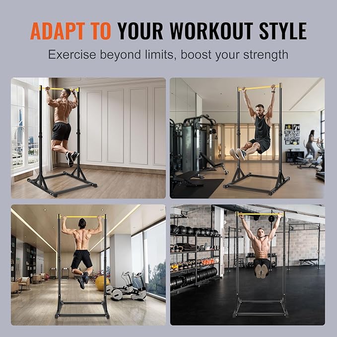 VEVOR Power Tower Pull Up Bar Station 8-Level Adjustable 330LBS Loading,