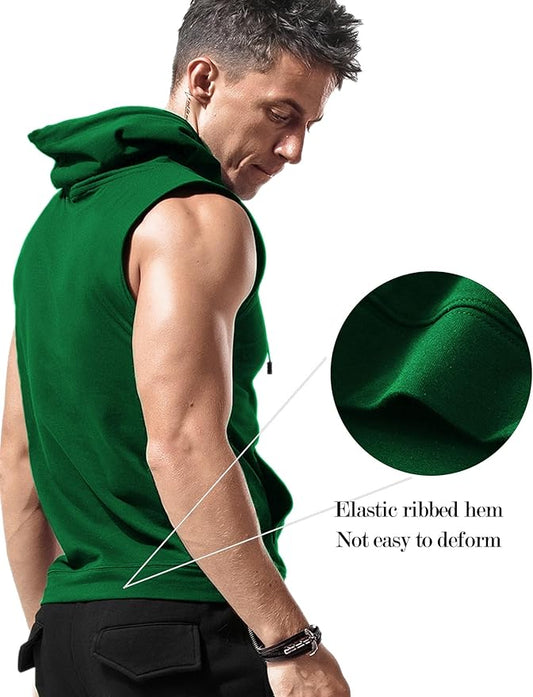 Babioboa Men's Workout Hooded Tank Tops Sleeveless Gym Hoodies Bodybuilding Muscle Cut Off T-Shirts