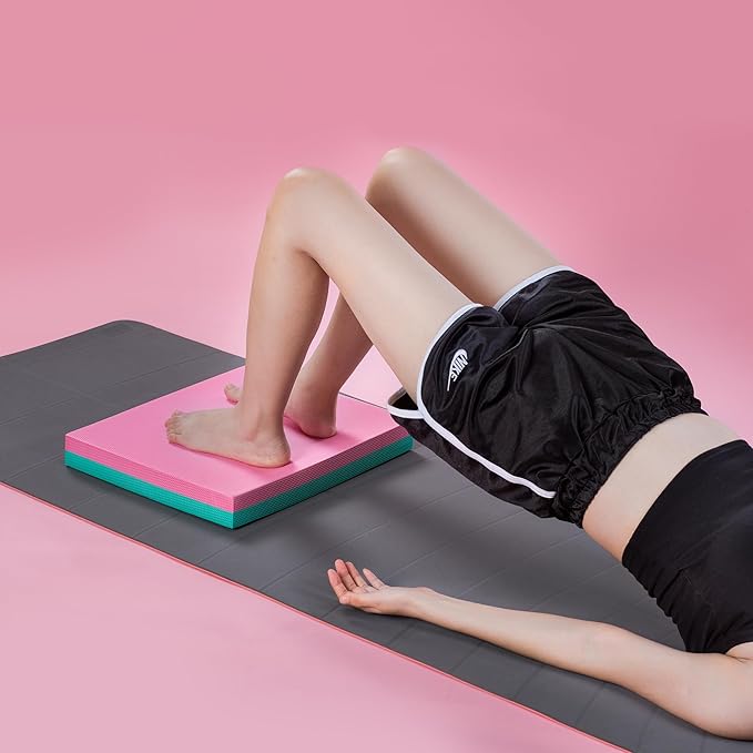Stability Trainer Pad - Foam Balance Exercise Pad Cushion for Therapy, Yoga, Dancing Balance Training, Pilates,and Fitness (Green-Pink)