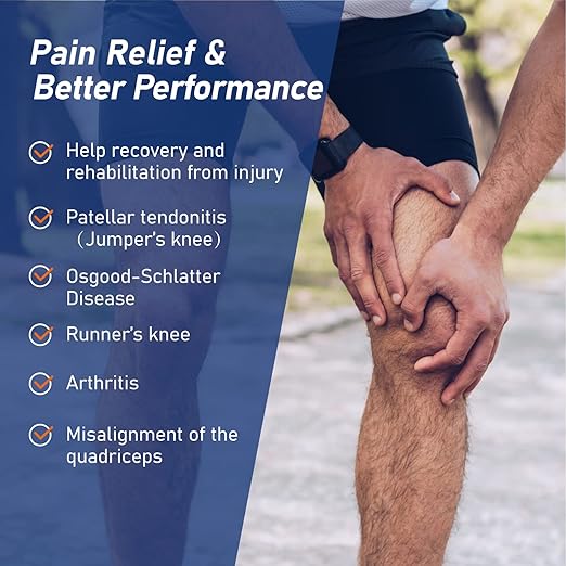 Dual Knee Strap Patella Brace for Knee Pain Relief, Runner’s Knee, Jumper’s Knee, Gym Exercise, Patellar Tendonitis, Osgood-Schlatter (Black, S/M)