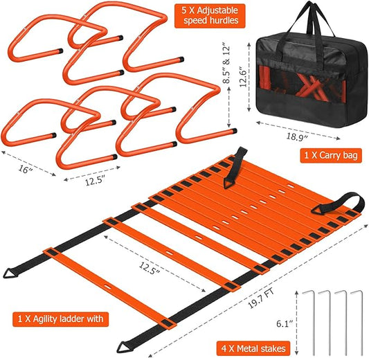 Speed and Agility Training Equipment: 5 Adjustable Agility 20ft Agility