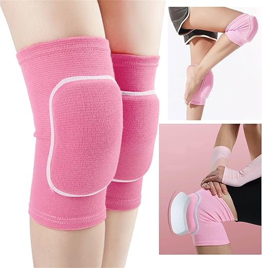 YYaaloa 3Pairs Knee Pads Sponge Knee Brace Breathable Flexible Elastic Knee Support for Volleyball, Dancing, Football, Yoga, Basketball, and Skating (Medium, Pink 3Pairs)