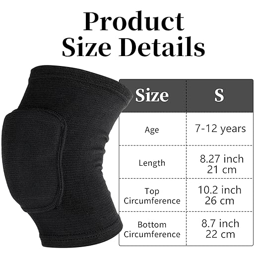 Sibba Kids Knee Pad, Breathable Elastic Knee Brace, Anti-Slip Padded Sponge Knee Protector for Volleyball Dance Running Skating Basketball Football Sports (Black)
