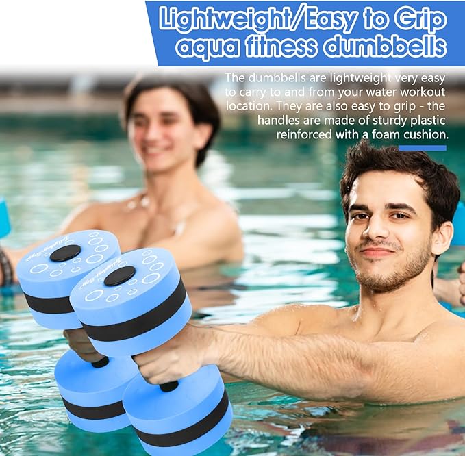 Aquatic Exercise Dumbbells, 2PCS Aqua Fitness Barbells, EVA-Foam Water Rings Dumbbell Set, Pool Weights Dumbbells Set for Water Aerobics Weight Loss, Pool Fitness, Water Exercise