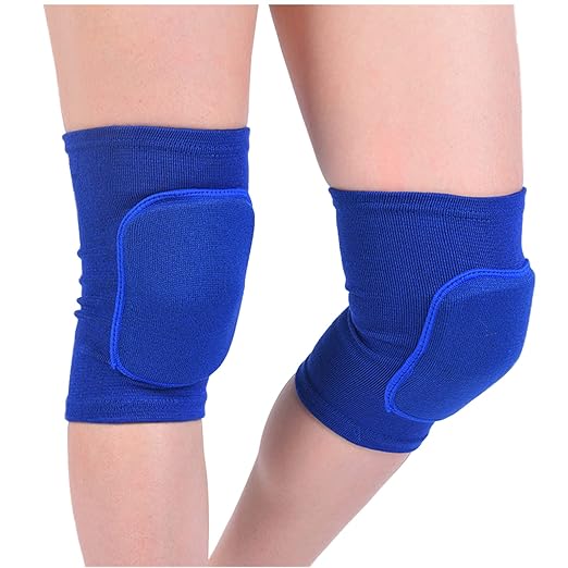 Men Women Protective Knee Pads, Anti-Slip Padded Sponge Knee Brace Knee Support for Football Volleyball Dance Skating Basketball Sports (Large,Bright Blue)