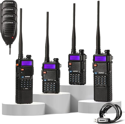 4 Pack BAOFENG UV-5X (UV-5G) GMRS Radio 2 Pcs 3800mAh Battery,