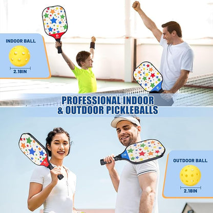 DULCE DOM Pickleball Paddles 2/4 with 4 Pickleball