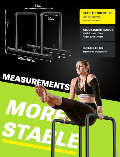 YOLEO Adjustable Dip Bar- 1100lbs Dip Station Portable