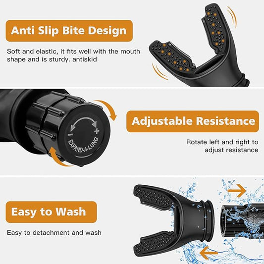 Portable Breathing Trainer Fitness,2pcs Black