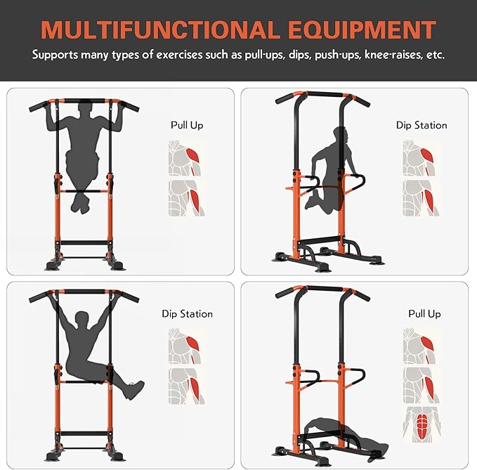 DlandHome Power Tower Dip Station Pull Up Bar