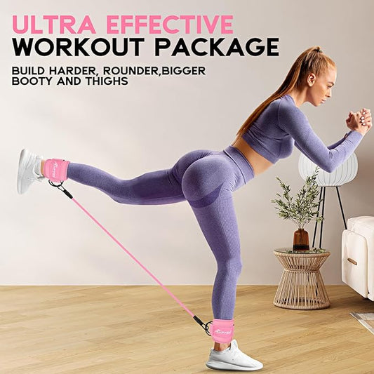 Ankle Resistance Bands, Ankle Bands for Working Out with Cuffs, Resistance Bands for Leg Butt Training Workout Equipment for Kickbacks Hip Gluteus Training Exercises, Ankle Strap with Exercise Bands