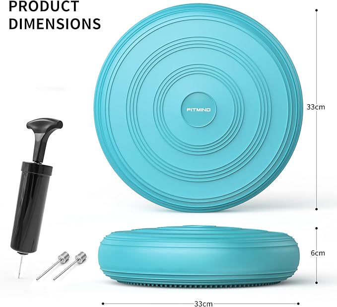 Inflated Wobble Cushion,Dyna Disc,Circular Non-slip Texture for Comfortable Sitting,Wiggle Seat to Improve Posture, Fitness, Stability for Sensory Kids Adults,Balance Seat with Pump for Core Strength
