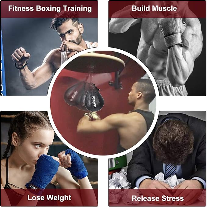 Superior Boxing Speed Bag - PU Leather Speed Punching Ball - Heavy Duty Hanging Swivel Ball for Gym & MMA Muay Thai Sports Fitness - Punching Dodge Striking Speed Reflex Ball