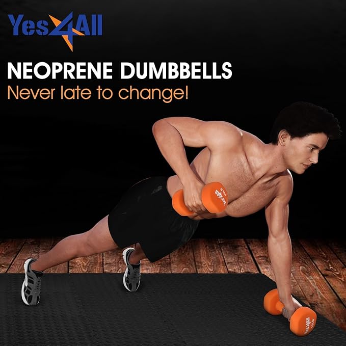 Yes4All Deluxe Neoprene Dumbbells (A Pair) – Multi Color & Weights Available (E-Black - 10 lbs (Pair))