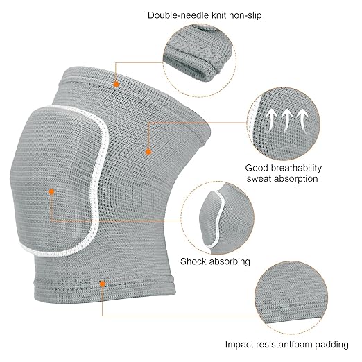 PATIKIL XS Size Protective Knee Pads, 6 Pairs Sponge Volleyball Knee Pads Breathable Dance Knee Pads Brace for Women Men Football Basketball Workout, Grey