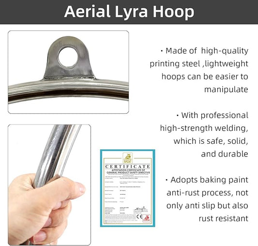 PRIOR FITNESS Aerial Lyra Hoop Set for Adults Dia:25mm and 32mm)