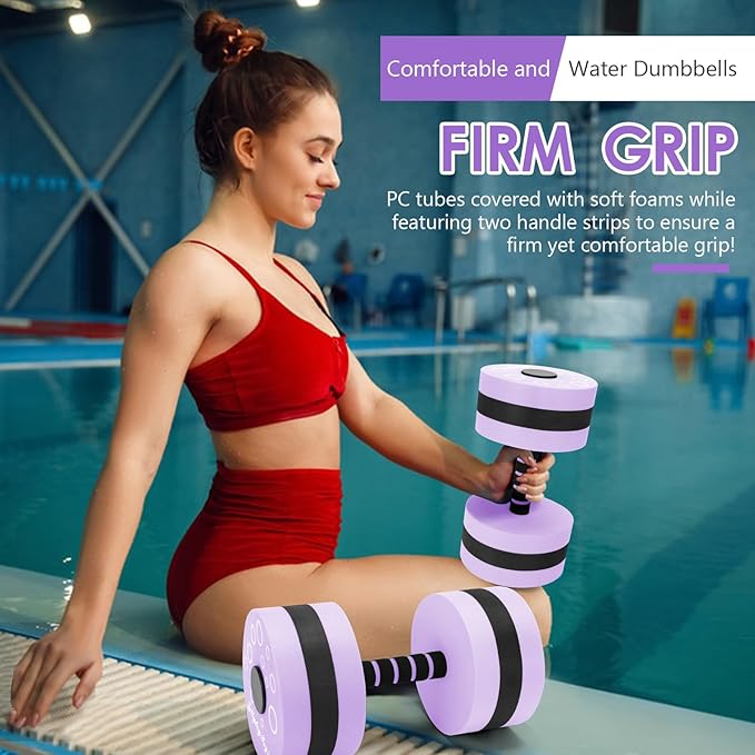 Aquatic Exercise Dumbbells, 2PCS Aqua Fitness Barbells, EVA-Foam Water Rings Dumbbell Set, Pool Weights Dumbbells Set for Water Aerobics Weight Loss, Pool Fitness, Water Exercise