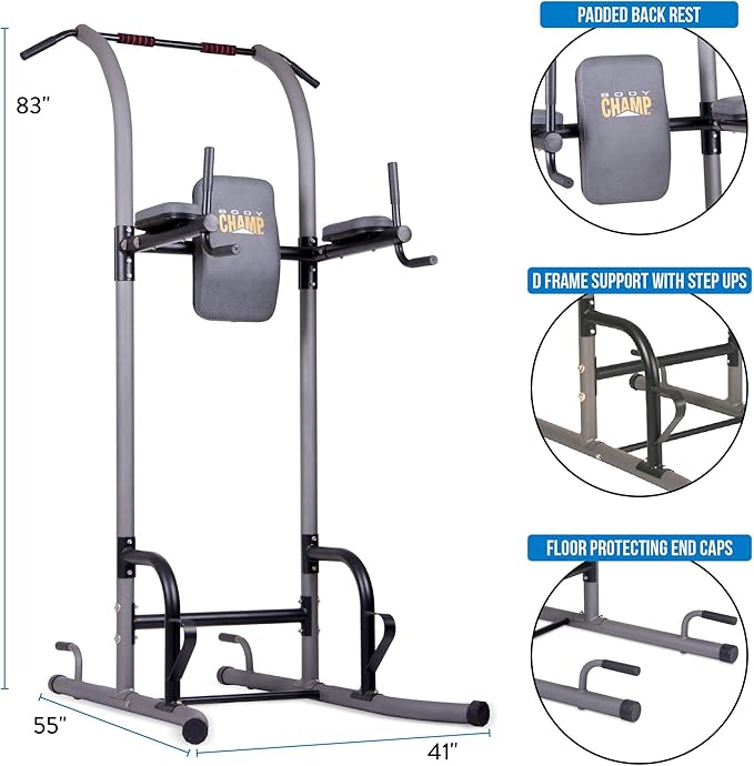 Body Champ Multi-Function Pull Up Bar VKR1010, Grey,